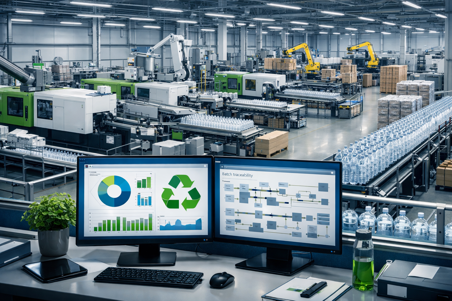 IT strategy plastics packaging manufacturers UK injection moulding and extrusion lines with recycled content dashboard