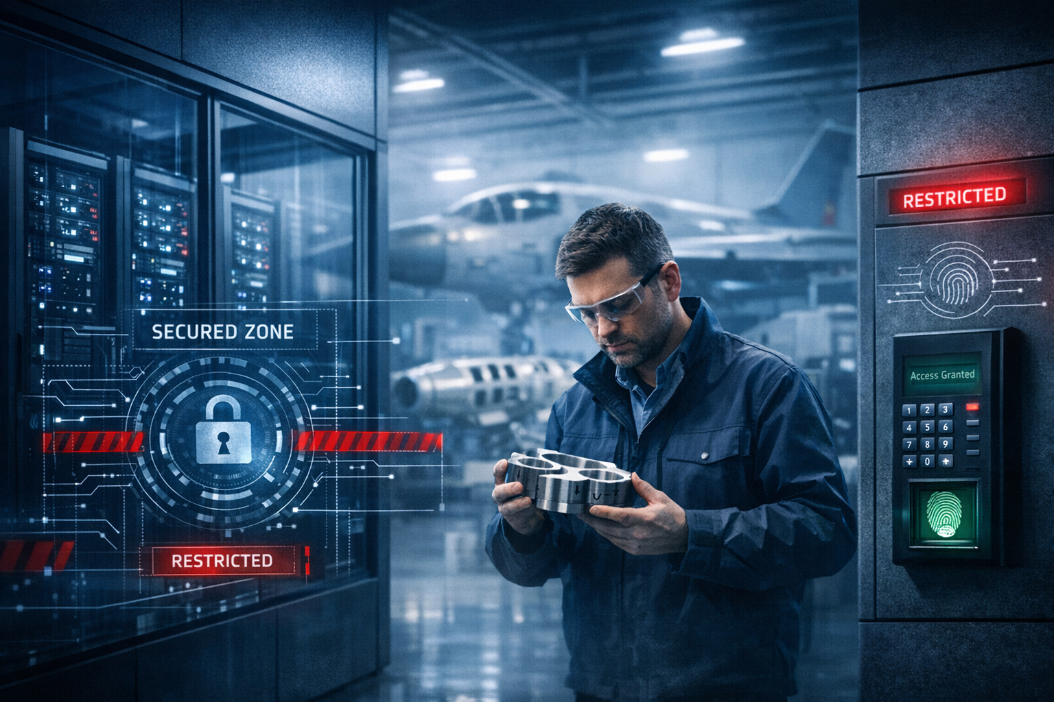 IT strategy defence manufacturers UK secured server zone restricted-access panel and precision component