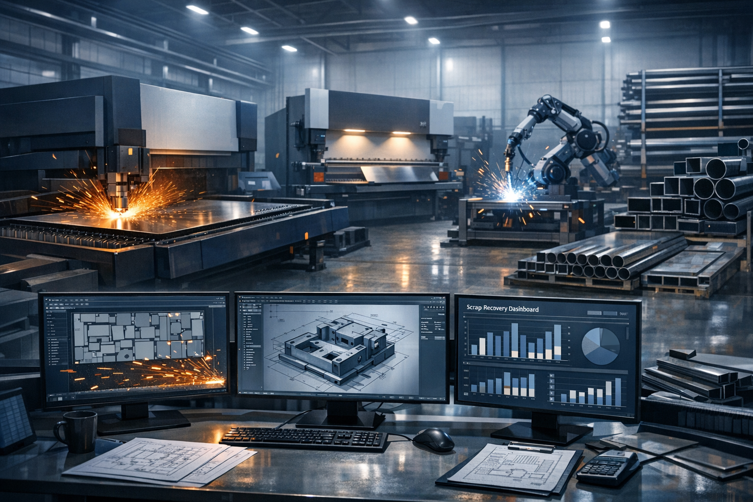 IT strategy metals fabrication manufacturers UK laser cutting press brake robotic welding and nesting dashboard